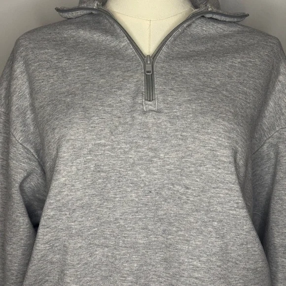 SKIMS Heatherex Grey Cotton Fleece Quarter Zip Sweatshirt - Picture 2 of 5